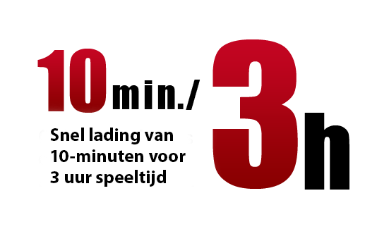 10min 3h Snel lading van 10-minuten voor 3 uur speeltijd